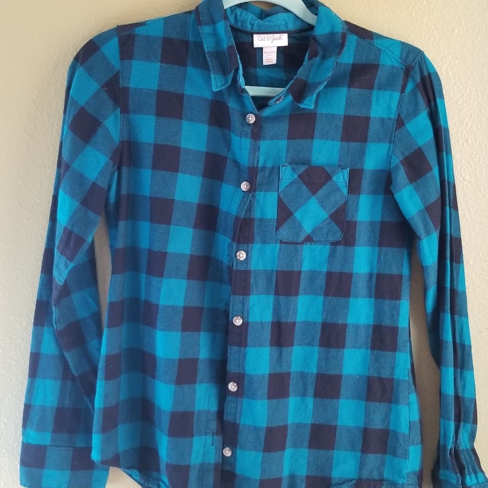 Cat&Jack plaid flannel button up xl
